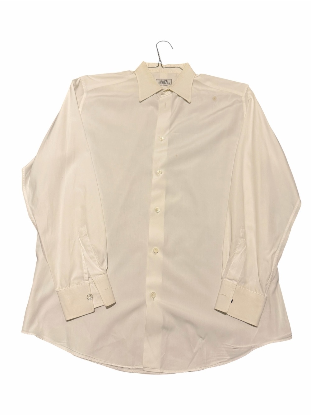 Hermes Cream Long-Sleeve men Dress Shirt, pre-owned , SZ 16.5